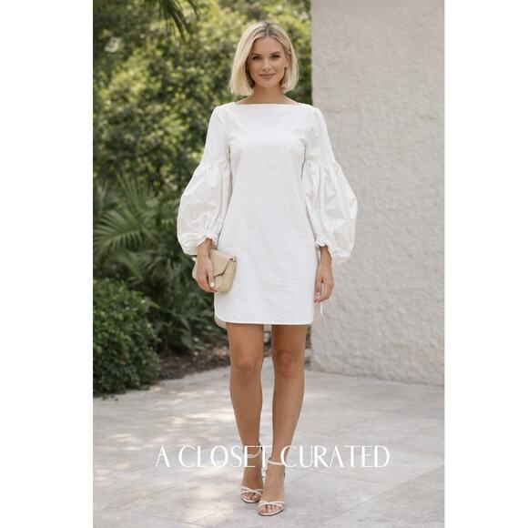 Hellessy Dresses & Skirts - Hellessy Cotton Poplin Balloon Sleeve Mini Dress 2 Ivory